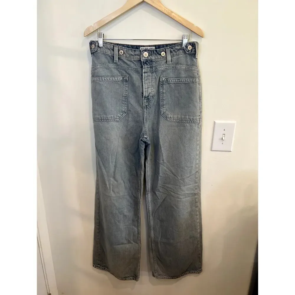Free People We The Free Wide Leg Utility Jeans Women’s 29 Light Wash Denim